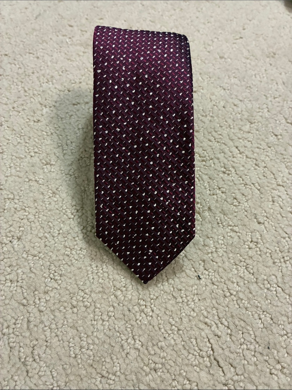 HUGO Hugo Boss Italy Silk Dot Necktie Burgundy 👵MT